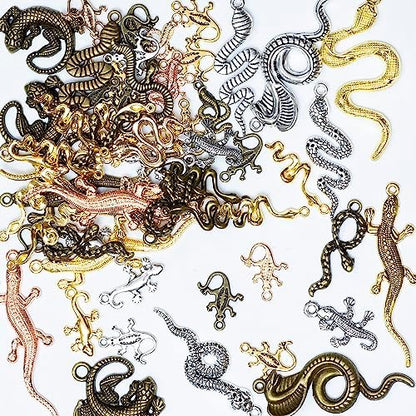 stino 100g Metal Pendant Charms for Jewelry Making, Bulk Silver & Gold Plated Charms for Braclet Necklace Crafts, Animal Plant Flower Pet and so on by stino