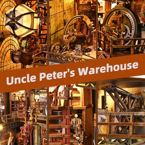 Book Nook Kit - DIY 3D Wooden Puzzle Bookend with LED Lights, Miniature Dollhouse Bookshelf Decor for Adults,Uncle Peter's Warehouse - Image 5