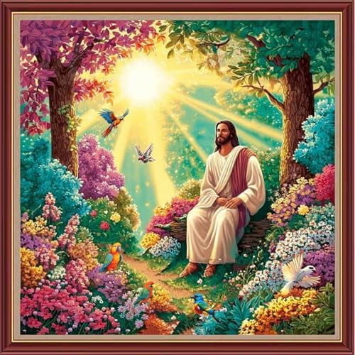 Dooxvey Cross Stitch Kits for Adults Beginners,Full Range of Cross-Stitch Stamped Kits Needlepoint Kits for Beginners Embroidery Kits 11CT Cross Stitch Patterns-Jesus Sunrise 18x18 inch by DooxveyStampedEmbroideryKit