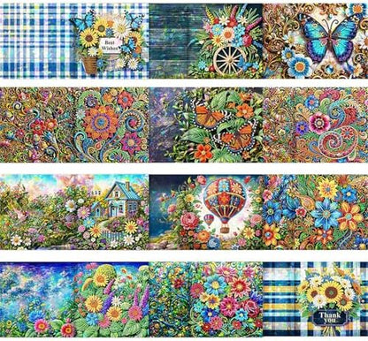 12 Pack Flower Butterfly Diamond Painting Greeting Card Kits DIY 5D Diamond Art with Envelopes & Rhinestones,Christmas Creative Birthday Gifts for Adults - Image 2