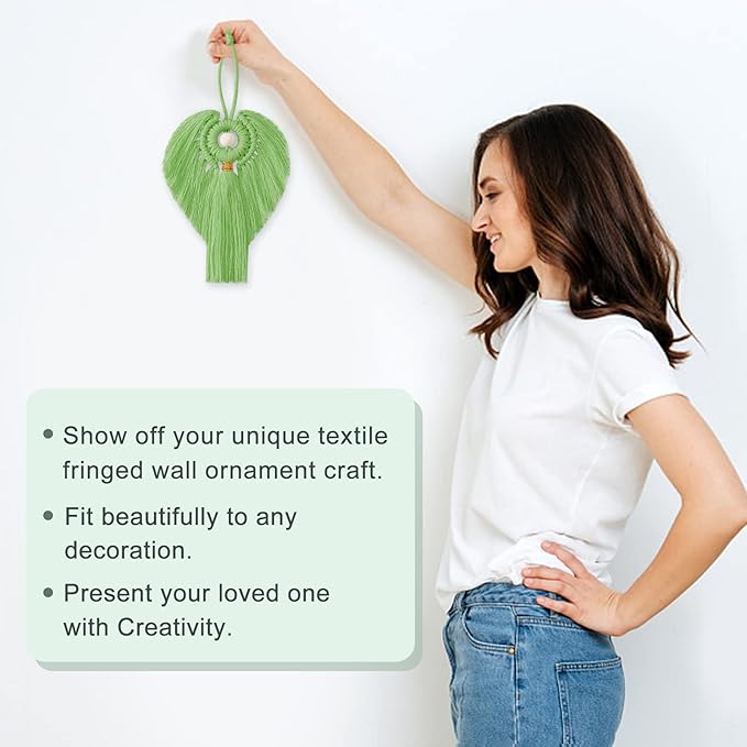 FREEBLOSS 3 Set Colorful Macrame Angel Kit - Angel Hanging Ornament Boho Wall Hanging Decor DIY Kit Gift for Mom Girls