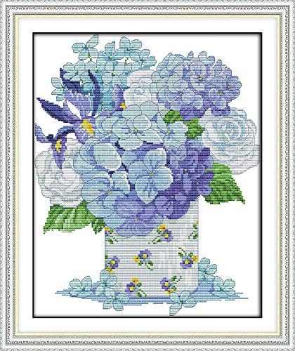 Howie's Needlepoint Cross Stitch Kits, 14CT Pre-Printed Pattern Needlepoint Kits, Full Range of Stamped Starter Kits(Blue Pincushion,12.60 x 15.2 inch) by HowiesNeedlepoint