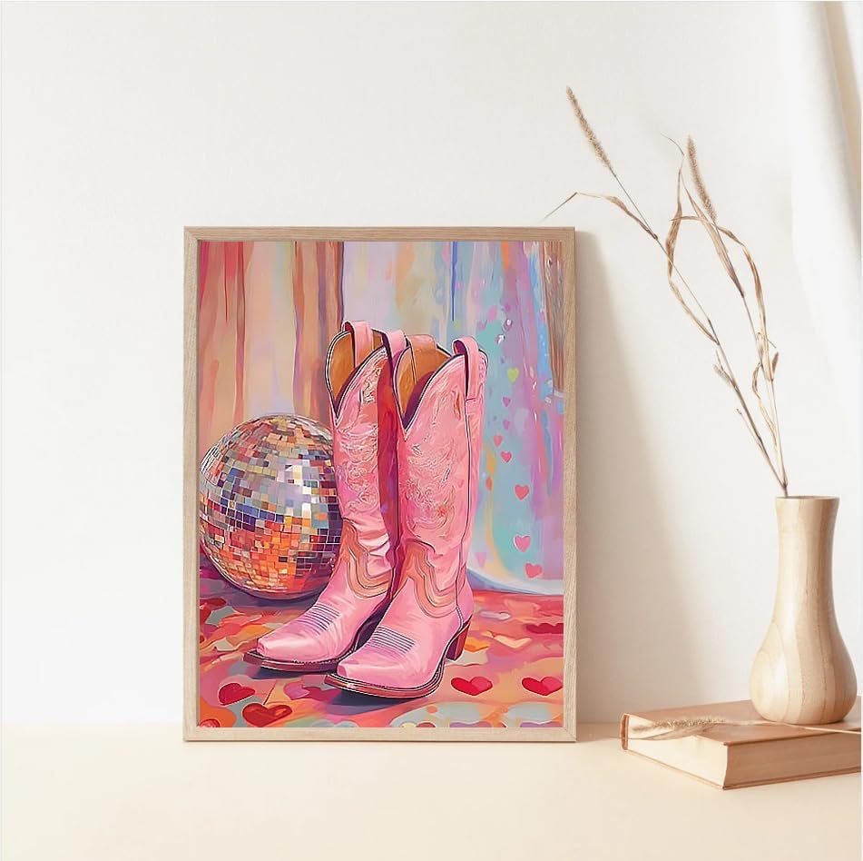 Canrichshop Vintage Boots Paint by Number Kits,Retro Disco Ball Paint by Numbers Kit for Adults Beginner Without Frame,Easy DIY Acrylic Painting for Canvas for Decor 16x20inch - Image 3