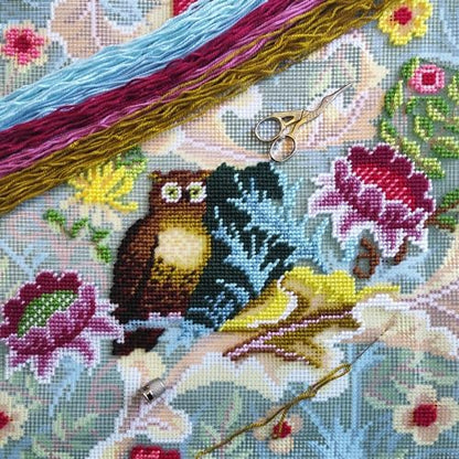 Brvsk Tapestry Needlepoint Kit for Adults and Beginners — Owl by John Henry Dearle 16″ × 16″ with Clear, Precise Printed Design on Cotton Canvas; Includes 2 Needles, Yarn, and Easy-Read Chart - Image 2