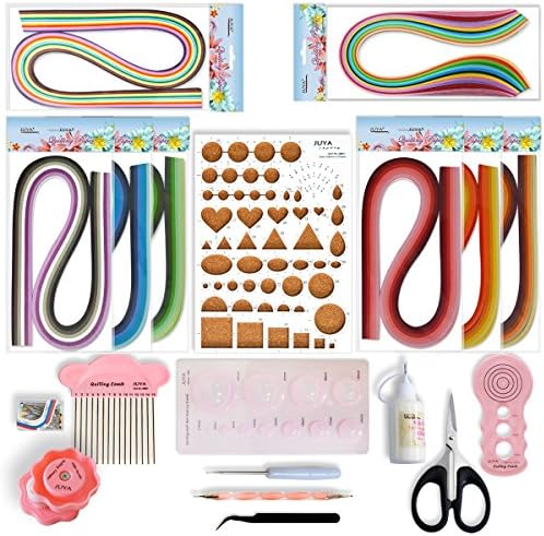 JUYA Paper Quilling Kit 960 Strips with 12 Tools, Glue, Pink Set, 3mm by JUYACrafts