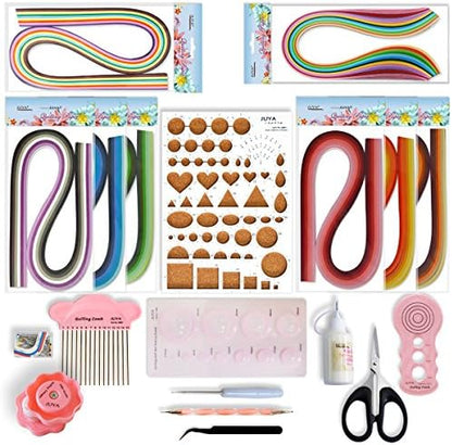 JUYA Paper Quilling Kit 960 Strips with 12 Tools, Glue, Pink Set, 3mm by JUYACrafts