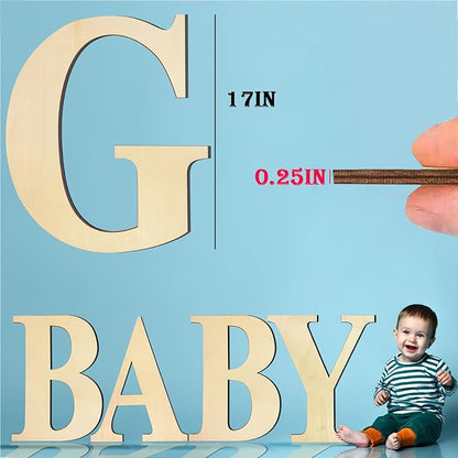 17 Inch Large Wooden Letters, Paintable Large Wood Letter for Crafts, Unfinished Blank Wood Alphabet Letter for Birthday, Parties, Wedding, Christmas Home Decoration(Letter G)