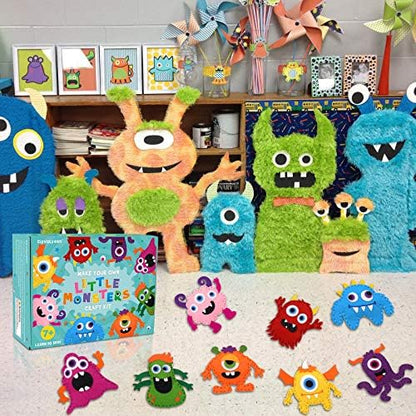 CiyvoLyeen Kids Sewing Kit Crafts– Little Monsters Felt Plush DIY Craft Adopt A Monster Educational Sewing Set for Kids Beginner Craft Kit Set of 12 - Image 5