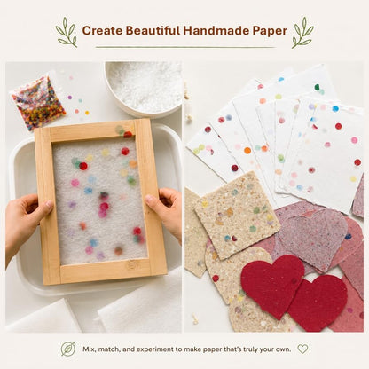 Hand Papermaking Paper Making Screen Kit with Pine Wood Mould and Deckle Set, Couching Cloth, Sponge, Dried Flower Petals & Instructions for DIY Handmade Paper (A5 + A6) - Image 4