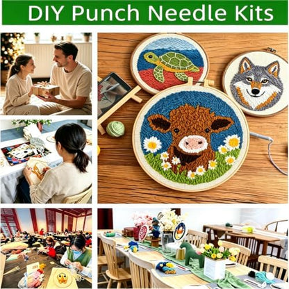 DIY Punch Needle Kits Owl with Sunset with Hoop 20x20cm-1 - Image 6