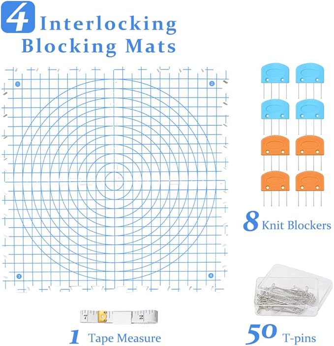 Yarniss Blocking Mats for Knitting & Crocheting - Extra Thick Blocking Boards with Grids,White
