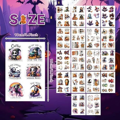 131 Pcs Cute Spooky Halloween Stickers for Journaling & Scrapbooking – Vintage Aesthetic Matte Planner Decals, No-Residue Craft Supplies for Adults, Teens & Junk Journal Lovers - Image 3