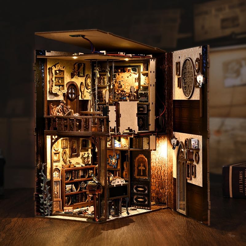 DIY Miniature House Kit, Mini House Building Kit, DIY Book Nook Kit, Tiny Model House for Adults to Build, Beginner 3D Wooden Book Nook, for Family Friends (Detective Time) - Image 5