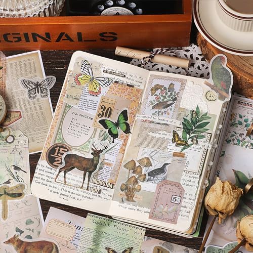 BLEDS 200PCS Vintage Journaling Supplies Pack, Scrapbook Stickers Kit & Aesthetic Journaling Paper for Junk Journals Craft Tags Cards Collage Notebook Planner Ephemera, BS-Scrapbooking-200 - Image 4