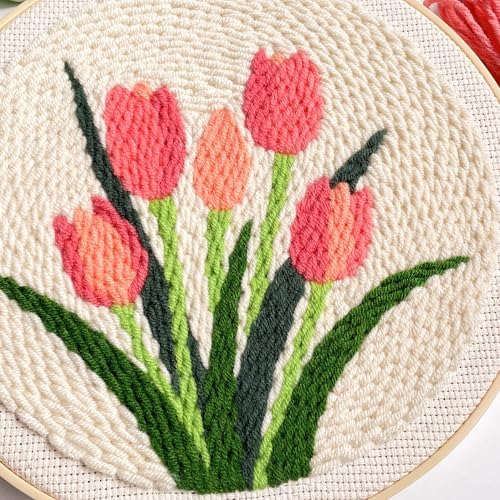 Punch Needle Kit for Beginners Tulip DIY Craft Set Relaxing Video Tutorial - Image 6