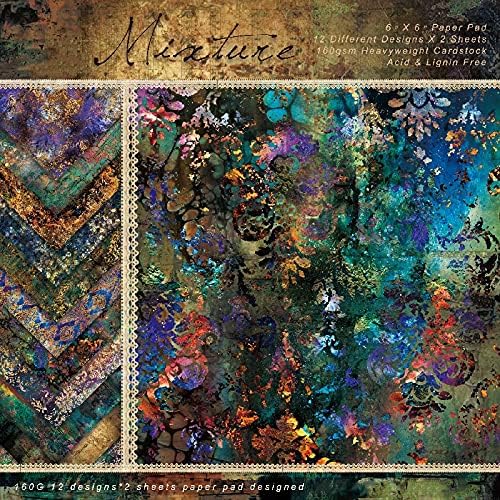 DESEACO Scrapbook Paper Pad 6x6 Mixture Colored Designs, Single-Sided Decoupage Sheets, Colorful Cardstock for Scrapbooking, DIY Backgrounds, Cardmaking Supplies, Junk Journal Crafts - 24 Pcs