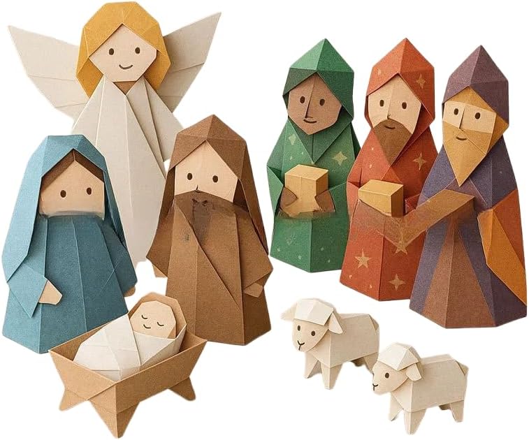 DIY Paper Nativity Scene Craft Kit for Christmas, Fold & Build Paper Manger Set with Baby Jesus, Fun Holiday Origami Project for Kids & Adults, Family Christmas Craft Activity & Gift (Style B) - Image 6