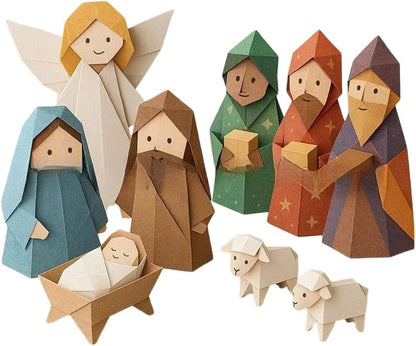 DIY Paper Nativity Scene Craft Kit for Christmas, Fold & Build Paper Manger Set with Baby Jesus, Fun Holiday Origami Project for Kids & Adults, Family Christmas Craft Activity & Gift (Style B) - Image 6