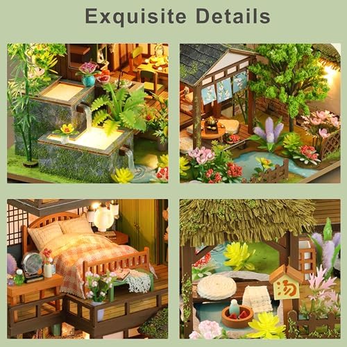 ISSEVE Miniature House Kit, Tiny House Building Kit Bamboo Spring Courtyard - Image 3