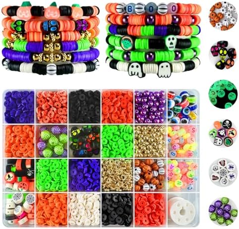3200 pcs Halloween Beads for Bracelet Jewelry Making Kit with Glow Letter Beads, Halloween Decorations Charms Bracelet Making Kit for Jewelry Making, Varieties of Charms Arts Crafts DIY Gifts by ClaBead