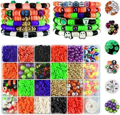 3200 pcs Halloween Beads for Bracelet Jewelry Making Kit with Glow Letter Beads, Halloween Decorations Charms Bracelet Making Kit for Jewelry Making, Varieties of Charms Arts Crafts DIY Gifts by ClaBead