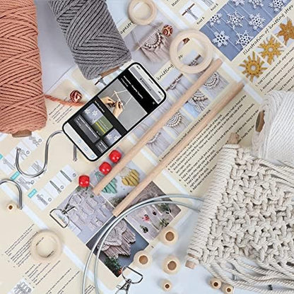 UHAPEER Macrame Kits for Adults Beginners with 656 Feet 3 mm Cotton Cord - Image 3