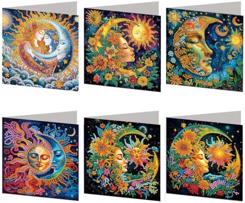 6PCS Moon Diamond Art Painting Greeting Cards Kit with Envelopes - 5D DIY Diamond Art Card Kits for Adults - Handcrafted Postcards for Birthday & Holiday by Unknown