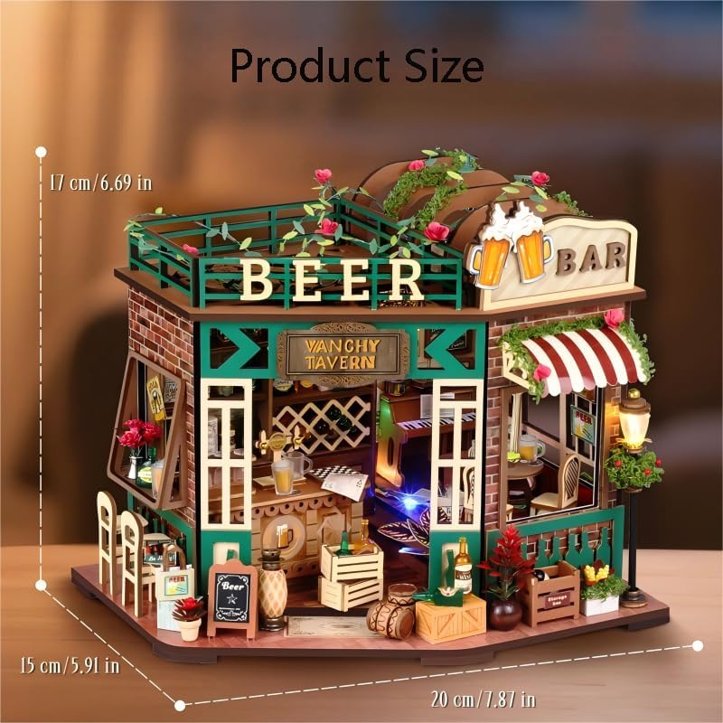 DIY Miniature House Kit, Mini House Building Kit, DIY Book Nook Kit, Tiny Model House for Adults to Build, Beginner 3D Wooden Book Nook, for Family Friends (Tavern) - Image 2