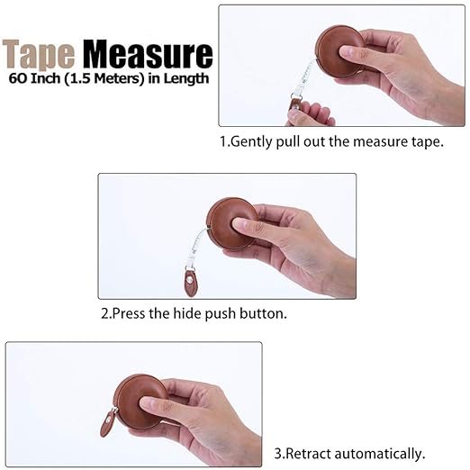 Sewing Tape Measure, Medical Body Cloth Tailor Craft Dieting Measuring Tape, 60 Inch/1.5M Dual Sided Retractable Ruler with Push Button Round