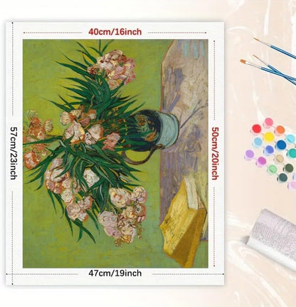 TAOPAOLAB Van Gogh Style Oleanders Paint by Numbers Kit for Adults – DIY Impressionist Flower Still Life Painting on Canvas 16x20 in, Acrylic Paint Set for Beginners, Art for Home Decoration/Gifts - Image 2