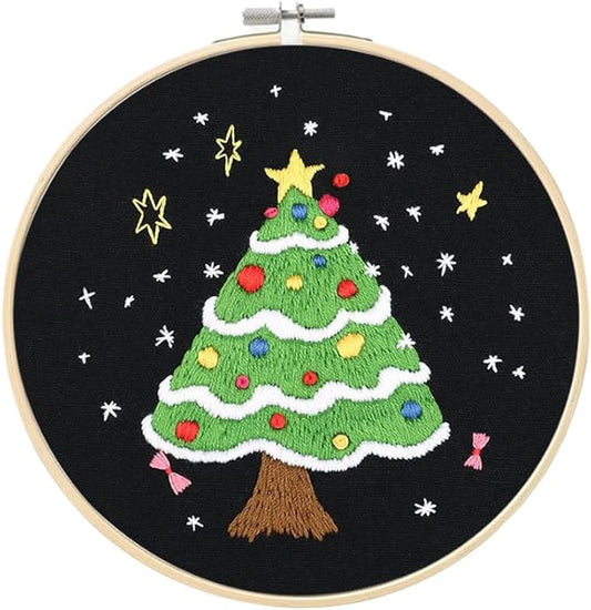 Christmas Embroidery Kits: 1 Pack Cross Stitch Kit for Beginners Adults, DIY Ornaments Craft Kit with All Tools & Instructions, Stamped Hand Embroidery Starter Kit for Holiday Crafts & Xmas Home Decor