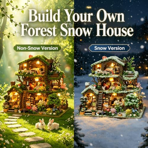 DIY Miniature House Kit for Adults with Music Box, Snowy Forest House - Image 6