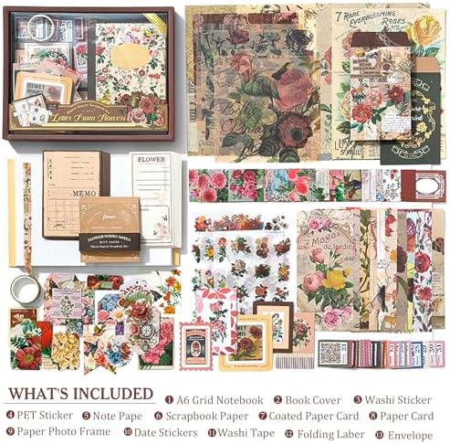 Scrapbook Supplies Kit, Cottagecore Aesthetic Junk Journal Scrapbook Kit - Image 5