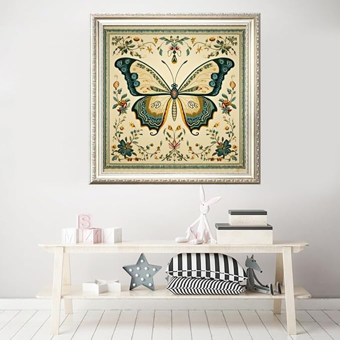 Leczany Cross Stitch Stamped Kit for Adults - Butterfly | DIY Embroidery Starter Patterns Craft Kit Needlepoint for Beginner | 11CT, 3 Strands | 17.2x17.2 inches