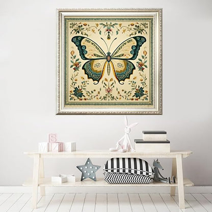Leczany Cross Stitch Stamped Kit for Adults - Butterfly | DIY Embroidery Starter Patterns Craft Kit Needlepoint for Beginner | 11CT, 3 Strands | 17.2x17.2 inches