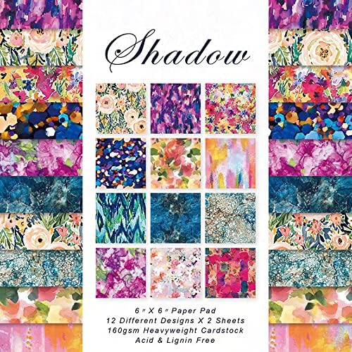 DESEACO Scrapbook Paper Pad 6x6 Floral Colored Designs, Single-Sided Decoupage Sheets, Colorful Cardstock for DIY Scrapbooking, Backgrounds, Cardmaking, Junk Journal Craft Supplies - 24 Pcs
