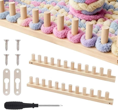 Yarniss 47" Chunky Blanket Loom Kit, Wooden Knitting Loom Frame for Hand, Thick Yarn Knitting Tools for Beginner 2 Packs,Nature Wood Loom Blanket