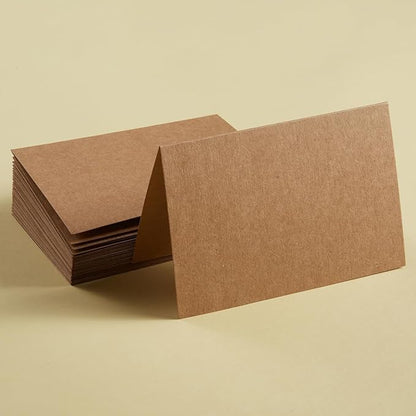 50 Pack Blank Cards Folded Cardstock Thank You Blank Greeting Cards for Invitations, Wedding, Greeting Cards, All Occasion DIY (Brown, 5x7)