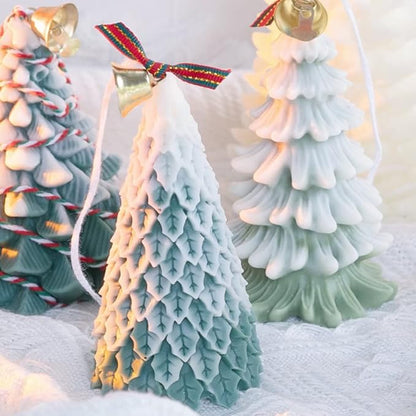 Candle Molds for Candle Making, 2PCS Christmas Tree 3D Silicone Candle Resin Mold, Mould for DIY Aromatherapy Wax Candle Soap Concrete Clay Craft Cake Home Party Decor