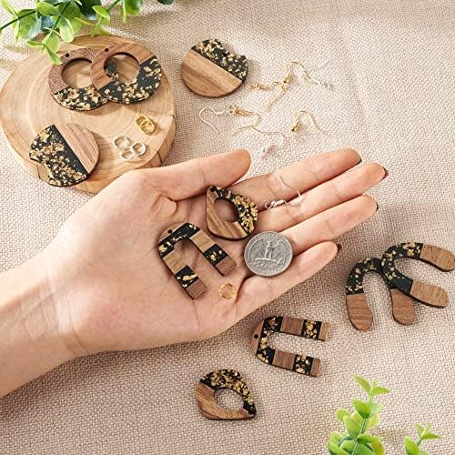 FASHEWELRY 10Pcs Resin Wood Earrings Charms Teardrop Flat Round Wooden Earring Blanks Wooden Earring Findings for Earrings Making Kits with 60Pcs Earring Hooks & Jump Rings - Image 6