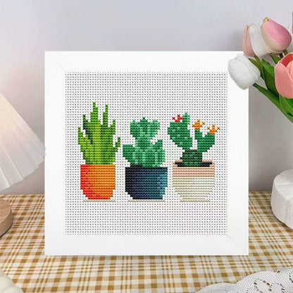 Tiwabb Succulent Stamped Cross Stitch Kits for Adults Beginners with Frame - Image 2