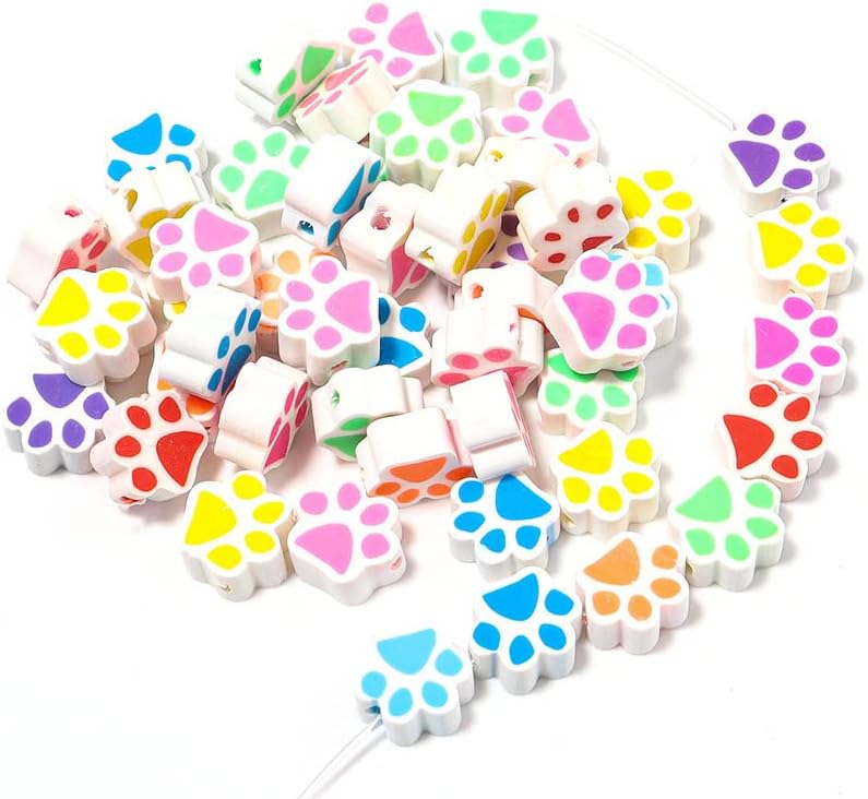 100pcs Mixed Polymer Clay Spacer Beads for Women Jewelry Making DIY Bracelet Necklace Hair Clip Accessories (Paw Print) - Image 5