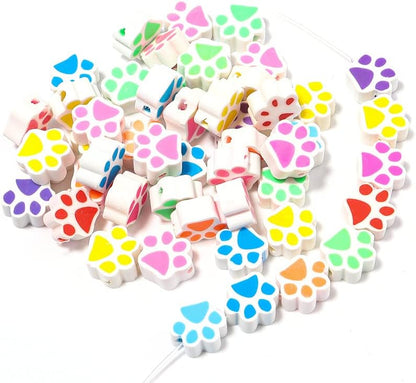 100pcs Mixed Polymer Clay Spacer Beads for Women Jewelry Making DIY Bracelet Necklace Hair Clip Accessories (Paw Print) - Image 5