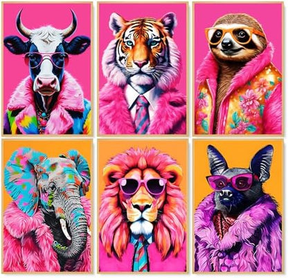 6 Pack Paint by Numbers Kit for Adults, Colorful Animal Canvas Painting Set by CamocinDIYKit
