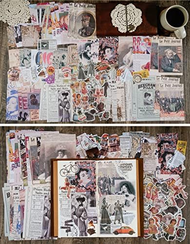 Knaid Vintage Scrapbook Supplies Pack (200 Pieces) for Junk Journal Bullet Journals Planners Aesthetic Paper Stickers Craft Kits Cottagecore Collage Album (Retro) - Image 7