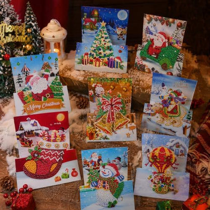 8PCS 3D Christmas DIY Greeting Card Kits with Envelopes Diamond Art Greeting Cards Diamond Art Cards Kits for Adults DIY Crafts Family Friend Gifts - Image 3