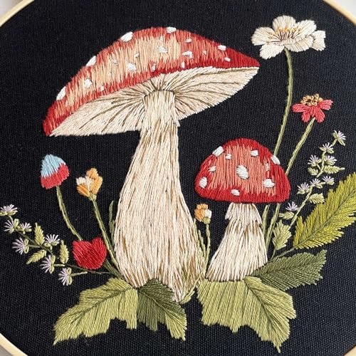 Myfelicity 3 Sets Mushroom Embroidery kit, Adult Beginner DIY Needle kit,Art Craft Handy Sewing Set - Image 5