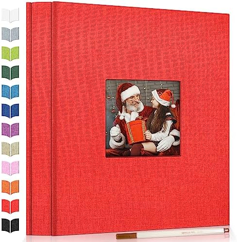 Artfeel Photo Album Self Adhesive Scrapbook Album for 3x5 4x6 5x7 8x10 Pictures,120 Pages Linen Cover with Display Window DIY Photo Book,Ideal Gifts for Family Travel Wedding Baby by Artfeel