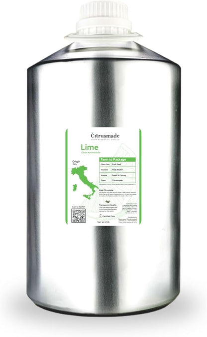 Nature Packaged Lime Essential Oil - Direct from Citrusmade in Sicily- Pure Essential Oils for Diffusers and Aromatherapy in The Mediterranean - 100% Pure Therapeutic Grade (22lbs)