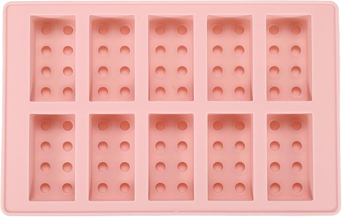 MECCANIXITY Beeswax Candle Mould, 10 Grids Beeswax Bar Mould Makes 10 x 0.8oz Reusable Easy Release Bees Wax Module for Wax Candle Making Butter Candy Chocolate Pink